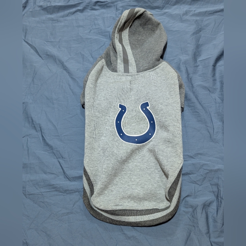 *HOST PICK* NFL Grey, Indianapolis Colts Dog Hoodie, Size XL